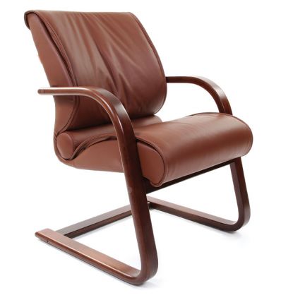 Кресло CHAIRMAN 445 WD/brown для посетителя, кожа, цвет коричневый