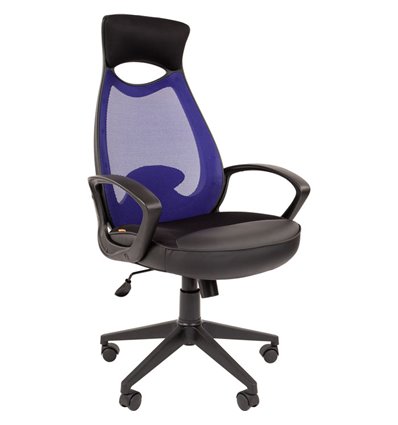 Кресло CHAIRMAN 840 Black/Blue для руководителя, цвет черный/синий