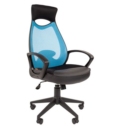 Кресло CHAIRMAN 840 Black/L.Blue для руководителя, цвет черный/голубой
