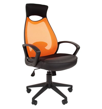 Кресло CHAIRMAN 840 Black/Orange для руководителя, цвет черный/оранжевый