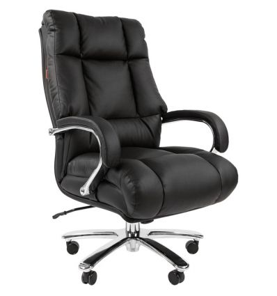 Кресло CHAIRMAN 405 BLACK для руководителя усиленное до 250 кг, кожа, цвет черный