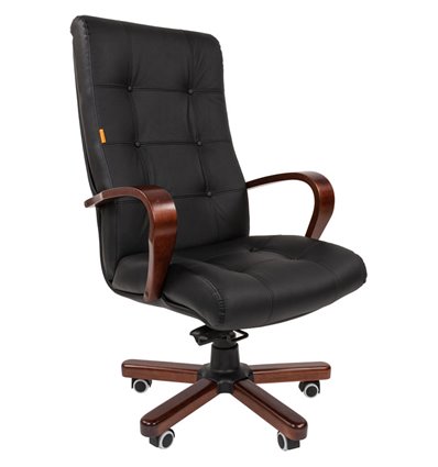 Кресло CHAIRMAN 424 WD/black для руководителя, кожа, цвет черный