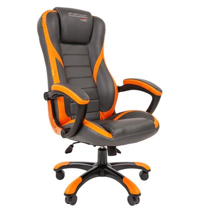 Кресло CHAIRMAN GAME 22 ORANGE геймерское, экокожа, цвет оранжевый/серый