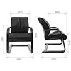Кресло CHAIRMAN 445 WD/Black для посетителя, кожа, цвет черный