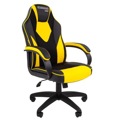 Кресло игровое CHAIRMAN GAME 17 черный/желтый, экокожа/ткань