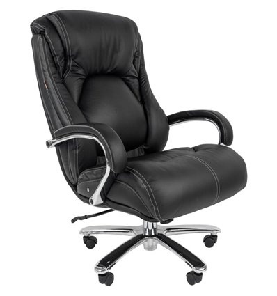 Кресло для руководителя CHAIRMAN 402 кожа черная усиленное до 250 кг