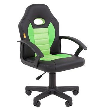 Кресло детское CHAIRMAN KIDS 111 экокожа черный/зеленый