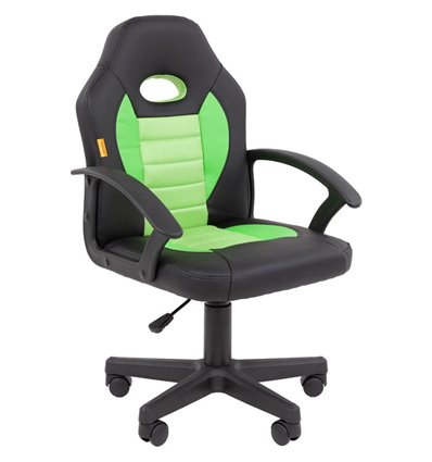 Кресло детское CHAIRMAN KIDS 111 экокожа черный/зеленый