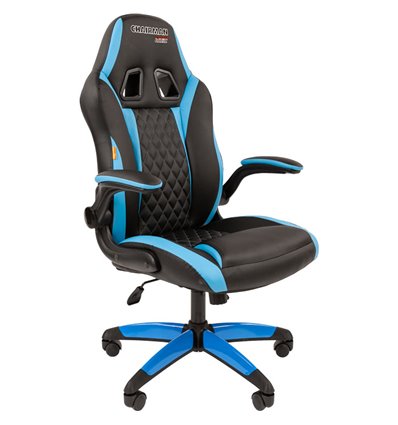 Кресло игровое CHAIRMAN GAME 15 экокожа черный/голубой