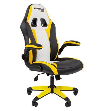 Кресло игровое CHAIRMAN GAME 15 экокожа черный/желтый/белый