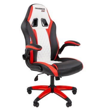 Кресло игровое CHAIRMAN GAME 15 экокожа черный/красный/белый