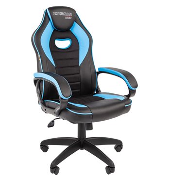 Кресло игровое CHAIRMAN GAME 16 экокожа черный/голубой