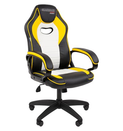 Кресло игровое CHAIRMAN GAME 16 экокожа черный/желтый/белый