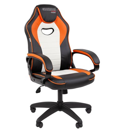 Кресло игровое CHAIRMAN GAME 16 экокожа черный/оранжевый/белый