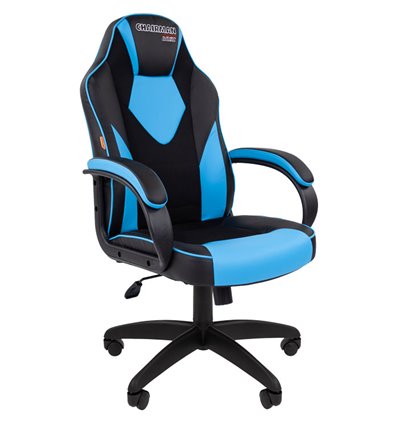 Кресло игровое CHAIRMAN GAME 17 экокожа черный/голубой