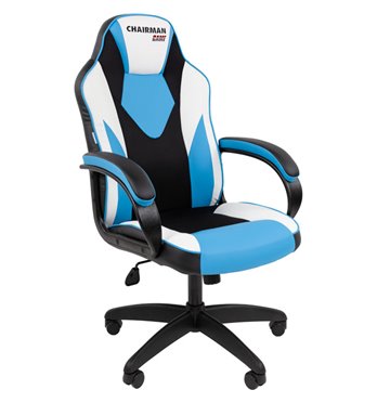 Кресло игровое CHAIRMAN GAME 17 экокожа черный/голубой/белый