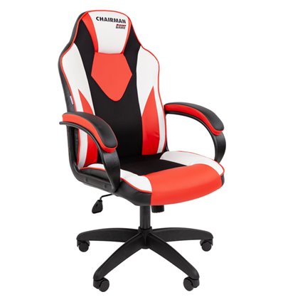 Кресло игровое CHAIRMAN GAME 17 экокожа черный/красный/белый