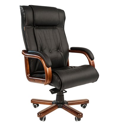 Кресло CHAIRMAN 653 для руководителя, кожа, цвет черный