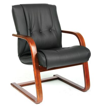 Кресло CHAIRMAN 653V для посетителя, кожа, цвет черный