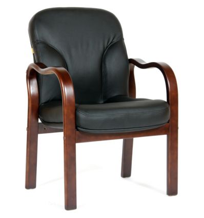 Кресло CHAIRMAN 658 для посетителя, кожа, цвет черный
