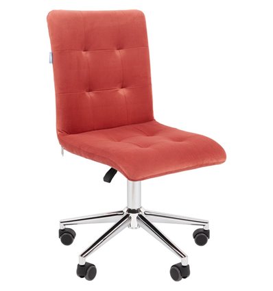 Кресло для оператора CHAIRMAN 030 хром, ткань T-28 коралл, без подлокотников