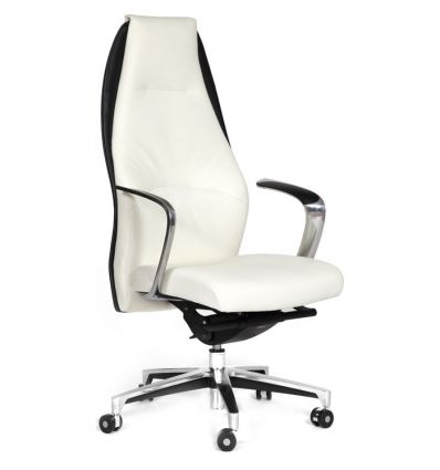 Кресло CHAIRMAN Basic/White для руководителя, кожа, цвет белый/черный